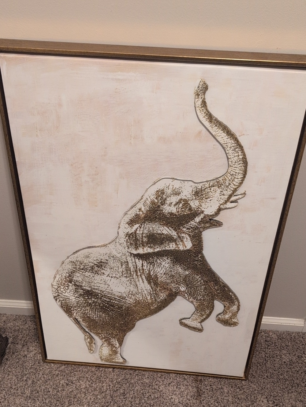Gold Elephant Wall Art Canvas - Elegant Home Accent